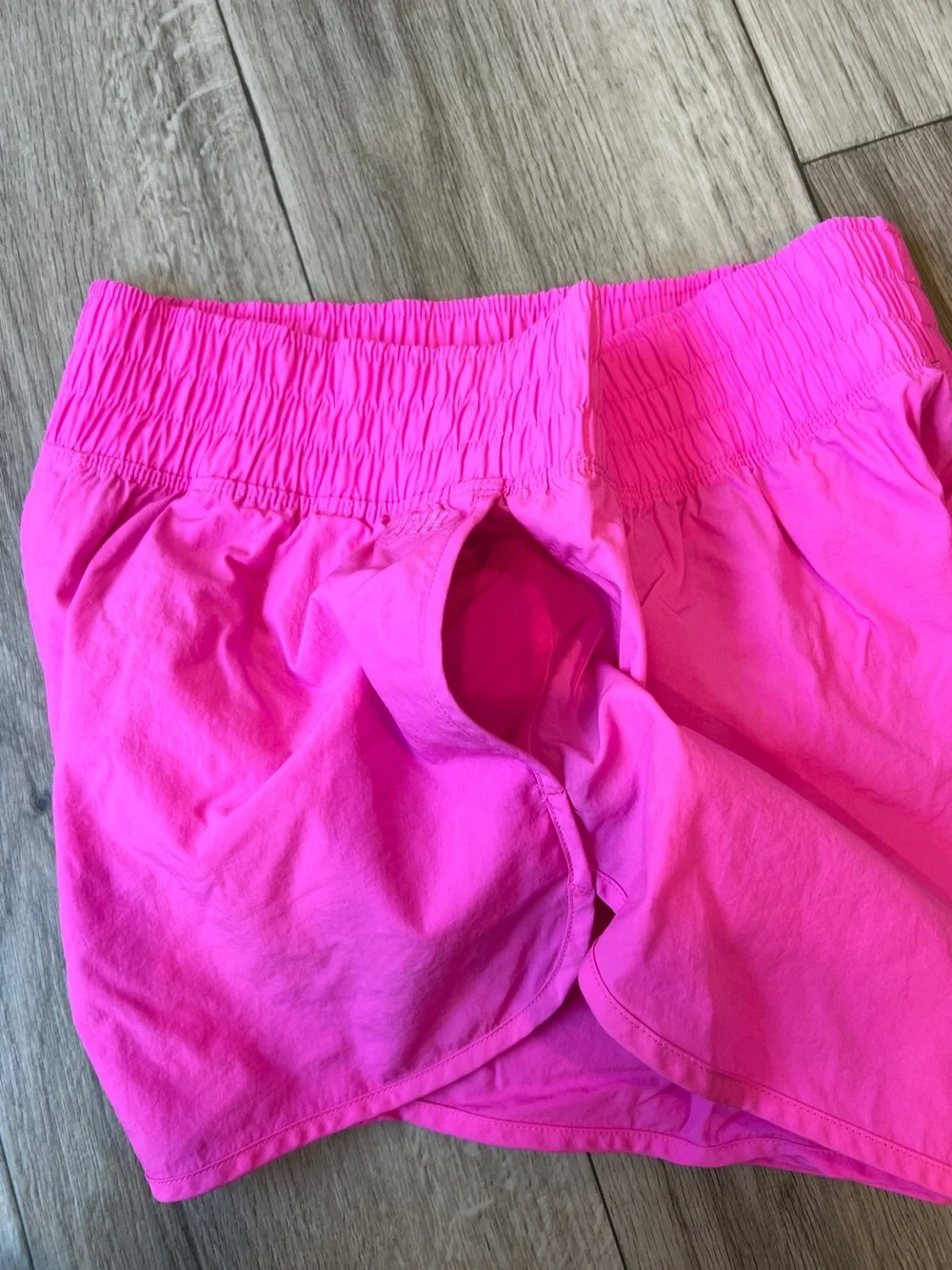 PINK Victoria's Secret Neon Pink Smocked Waist Athletic Shorts